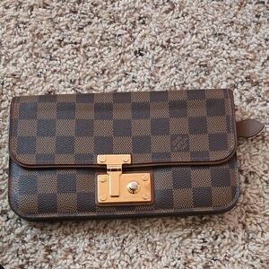 LV Brown Clutch with Gold Hardware